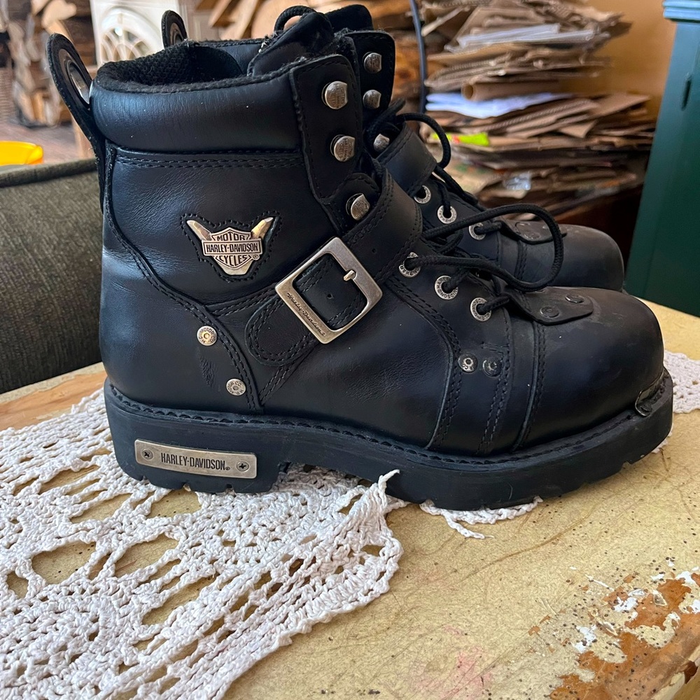 Harley Leather Mens Boots WORN ONCE!